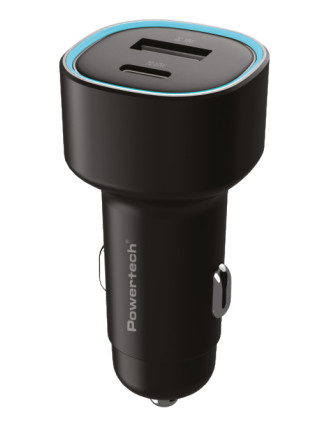 POWERTECH φορτιστής αυτοκινήτου PT-1539, USB & USB-C, 85W, μαύρος