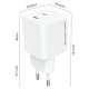 POWERTECH φορτιστής τοίχου PT-1577 με καλώδιο, USB-C, 65W, GaN, AVS, λευκός