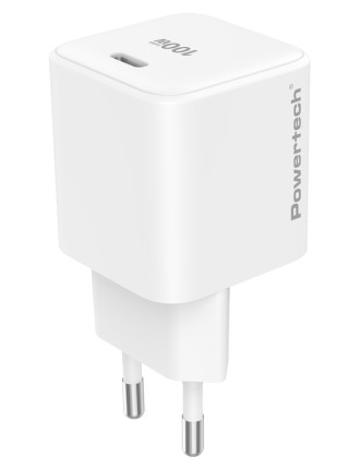 POWERTECH φορτιστής τοίχου PT-1612, USB-C, 100W, GaN, AVS, λευκός POWERTECH φορτιστής τοίχου PT-1612, USB-C, 100W, GaN, AVS, λευκός