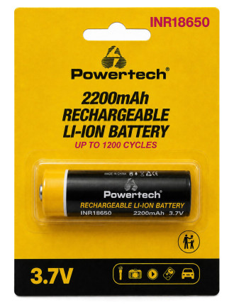 POWERTECH επαναφορτιζόμενη μπαταρία Li-ion INR18650 PT-1614, 2200mAh, 3.7V, button top, 1τμχ POWERTECH επαναφορτιζόμενη μπαταρία Li-ion INR18650 PT-1614, 2200mAh, 3.7V, button top, 1τμχ