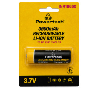 POWERTECH επαναφορτιζόμενη μπαταρία Li-ion INR18650 PT-1615, 3500mAh, 3.7V, button top, 1τμχ POWERTECH επαναφορτιζόμενη μπαταρία Li-ion INR18650 PT-1615, 3500mAh, 3.7V, button top, 1τμχ