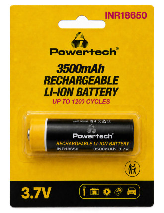 POWERTECH επαναφορτιζόμενη μπαταρία Li-ion INR18650 PT-1615, 3500mAh, 3.7V, button top, 1τμχ