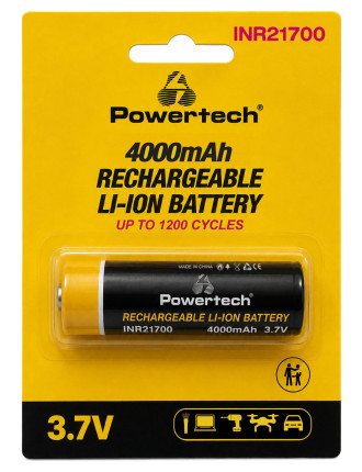 POWERTECH επαναφορτιζόμενη μπαταρία Li-ion INR21700 PT-1616, 4000mAh, 3.7V, button top, 1τμχ POWERTECH επαναφορτιζόμενη μπαταρία Li-ion INR21700 PT-1616, 4000mAh, 3.7V, button top, 1τμχ