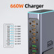 POWERTECH σταθμός φόρτισης PT-1621, 2x USB & 6x USB-C, GaN, 140W, γκρι POWERTECH σταθμός φόρτισης PT-1621, 2x USB & 6x USB-C, GaN, 140W, γκρι