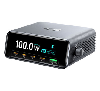 POWERTECH σταθμός φόρτισης PT-1622 με οθόνη, USB & 4x USB-C, GaN, 100W, ασημί POWERTECH σταθμός φόρτισης PT-1622 με οθόνη, USB & 4x USB-C, GaN, 100W, ασημί