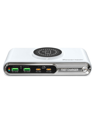 POWERTECH σταθμός φόρτισης PT-1624, 2x USB/2x USB-C/wireless, 72W, λευκός POWERTECH σταθμός φόρτισης PT-1624, 2x USB/2x USB-C/wireless, 72W, λευκός