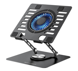 POWERTECH βάση & ψύξη laptop PT-1630 έως 17", 110mm LED fan, μεταλλική, μαύρη