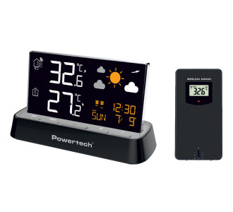 POWERTECH ψηφιακός μετεωρολογικός σταθμός PT-1658 με ασύρματο εξωτερικό αισθητήρα, ξυπνητήρι, μαύρος POWERTECH ψηφιακός μετεωρολογικός σταθμός PT-1658 με ασύρματο εξωτερικό αισθητήρα, ξυπνητήρι, μαύρος