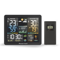 POWERTECH ψηφιακός μετεωρολογικός σταθμός PT-1660 με ασύρματο εξωτερικό αισθητήρα, ξυπνητήρι, μαύρος
