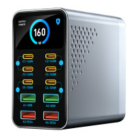 POWERTECH σταθμός φόρτισης PT-1687, 4x USB & 6x USB-C, GaN, 165W, γκρι POWERTECH σταθμός φόρτισης PT-1687, 4x USB & 6x USB-C, GaN, 165W, γκρι