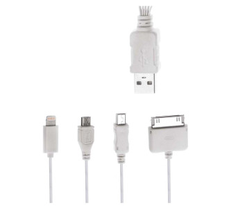 POWERTECH καλώδιο USB 4 in 1 PT-214, 1m, λευκό