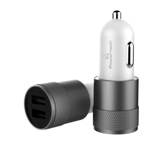 POWERTECH φορτιστής αυτοκινήτου PT-798, 2x USB, 2.1A, γκρι