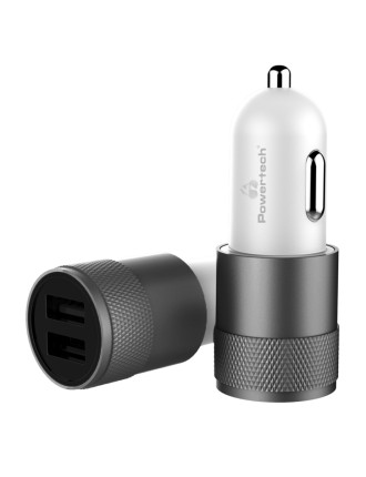 POWERTECH φορτιστής αυτοκινήτου PT-798, 2x USB, 2.1A, γκρι