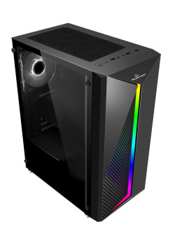 POWERTECH Gaming case PT-848, tempered glass, 80mm fan, PSU 500W PT-864