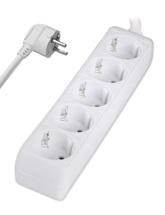 POWERTECH πολύπριζο PT-869, 5x schuko, 16A, 1.5m, λευκό