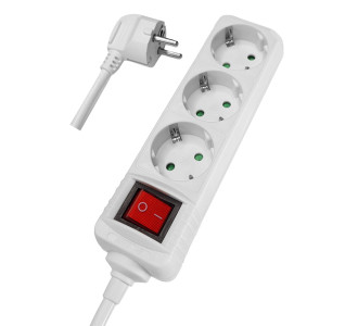 POWERTECH πολύπριζο PT-873, 3x schuko, 16A, 1.5m, λευκό