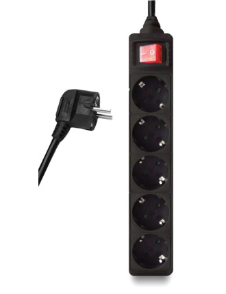 POWERTECH πολύπριζο PT-877, 5x schuko, 16A, 3m, μαύρο