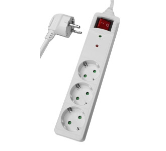 POWERTECH πολύπριζο ασφαλείας PT-879, 3x schuko, 16A, 1.5m, λευκό