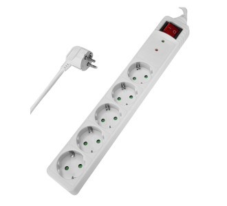 POWERTECH πολύπριζο ασφαλείας PT-882, 5x schuko, 16A, 3m, λευκό