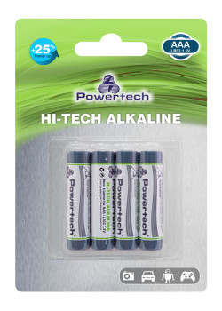 POWERTECH Hi-Tech Αλκαλικές μπαταρίες PT-944, AAA LR03 1.5V, 4τμχ