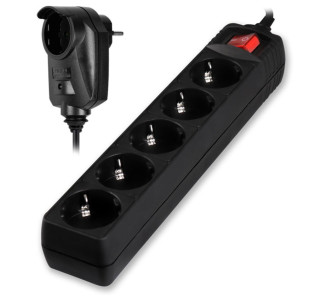 POWERTECH πολύπριζο ασφαλείας PT-994, 5+1 θέσεων schuko, 16A, 2m, μαύρο