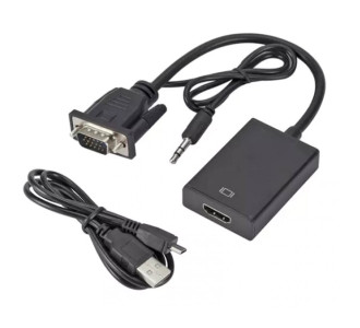 POWERTECH αντάπτορας VGA & 3.5mm σε HDMI PTH-078, μαύρος