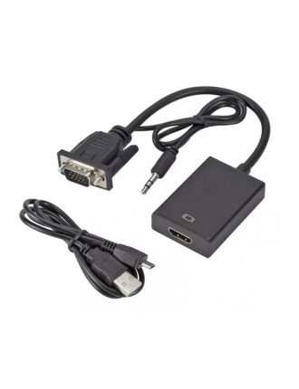 POWERTECH αντάπτορας VGA & 3.5mm σε HDMI PTH-078, μαύρος POWERTECH αντάπτορας VGA & 3.5mm σε HDMI PTH-078, μαύρος
