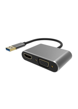 POWERTECH αντάπτορας USB σε HDMI & VGA PTH-101, 4K/30Hz, γκρι