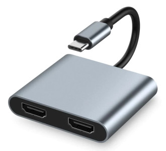 POWERTECH docking station PTH-113, 4 θυρών, USB-C, 4K, 100W, γκρι