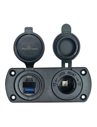 POWERTECH πρίζα 12V για σκάφη & οχήματα PTL-002, USB/USB-C, οθόνη, IP65