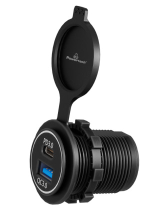 POWERTECH πρίζα USB για σκάφη & οχήματα PTL-004, USB & USB-C, 36W, IP65