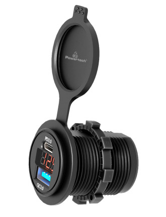 POWERTECH πρίζα USB για σκάφη & οχήματα PTL-005, USB/USB-C 36W, με οθόνη POWERTECH πρίζα USB για σκάφη & οχήματα PTL-005, USB/USB-C 36W, με οθόνη