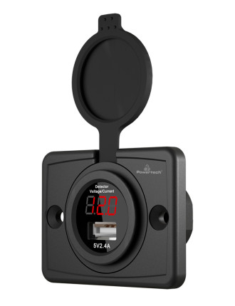POWERTECH πρίζα USB για σκάφη & οχήματα PTL-006 με οθόνη, 12W, IP65