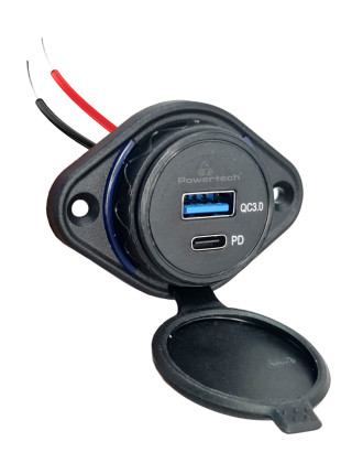 POWERTECH πρίζα USB για σκάφη & οχήματα PTL-007, USB & USB-C, 36W, IP65