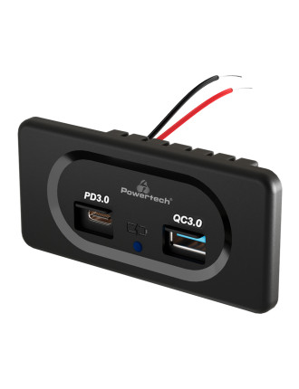 POWERTECH πρίζα USB για σκάφη & οχήματα PTL-008, USB & USB-C, 36W