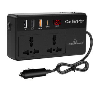 POWERTECH inverter αυτοκινήτου PTL-023, 200W, 12V DC σε 220V AC, με USB-C/3x USB POWERTECH inverter αυτοκινήτου PTL-023, 200W, 12V DC σε 220V AC, με USB-C/3x USB