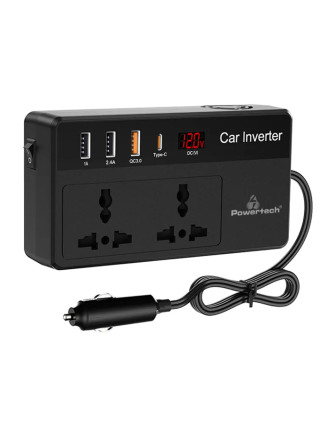 POWERTECH inverter αυτοκινήτου PTL-023, 200W, 12V DC σε 220V AC, με USB-C/3x USB POWERTECH inverter αυτοκινήτου PTL-023, 200W, 12V DC σε 220V AC, με USB-C/3x USB
