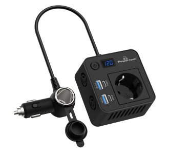 POWERTECH inverter αυτοκινήτου PTL-028, 200W, 12V/24V DC σε 110V/220V AC, με 2x USB-C/2x USB POWERTECH inverter αυτοκινήτου PTL-028, 200W, 12V/24V DC σε 110V/220V AC, με 2x USB-C/2x USB