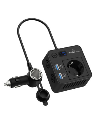 POWERTECH inverter αυτοκινήτου PTL-028, 200W, 12V/24V DC σε 110V/220V AC, με 2x USB-C/2x USB POWERTECH inverter αυτοκινήτου PTL-028, 200W, 12V/24V DC σε 110V/220V AC, με 2x USB-C/2x USB