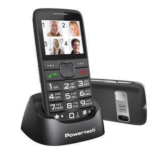 POWERTECH κινητό τηλέφωνο Sentry Eco V2, dual SIM, πλήκτρο SOS, μαύρο