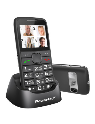 POWERTECH κινητό τηλέφωνο Sentry Eco V2, dual SIM, πλήκτρο SOS, μαύρο