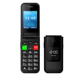 POWERTECH κινητό τηλέφωνο Sentry Dual II V2, 2 οθόνες, dual SIM, πλήκτρο SOS, μαύρο