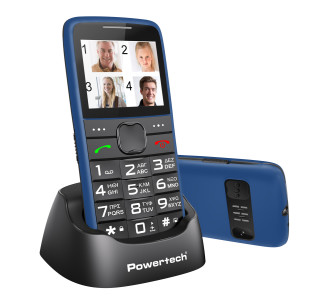 POWERTECH κινητό τηλέφωνο Sentry Eco V2, dual SIM, πλήκτρο SOS, μπλε