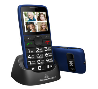 POWERTECH κινητό τηλέφωνο Sentry Eco V2, dual SIM, πλήκτρο SOS, μπλε