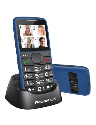 POWERTECH κινητό τηλέφωνο Sentry Eco V2, dual SIM, πλήκτρο SOS, μπλε