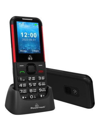 POWERTECH κινητό τηλέφωνο Sentry 4G PTM-33, SOS Call, με φακό, μαύρο