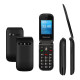 POWERTECH κινητό τηλέφωνο Milly Flip V2, 2.4", dual SIM, πλήκτρο SOS, μαύρο