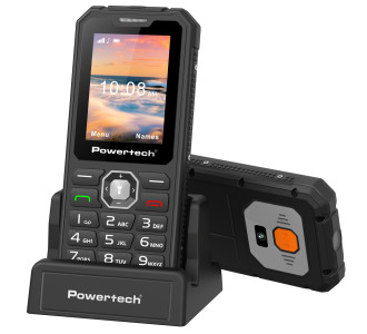 POWERTECH κινητό τηλέφωνο Sentry Armor, dual SIM, πλήκτρο SOS, 4G, IP67, μαύρο