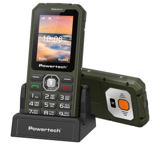 POWERTECH κινητό τηλέφωνο Sentry Armor, dual SIM, πλήκτρο SOS, 4G, IP67, χακί