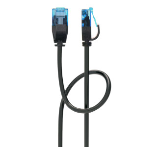 POWERTECH καλώδιο δικτύου PTR-0142 Cat 6a U/UTP, copper, slim, 1m, μαύρο